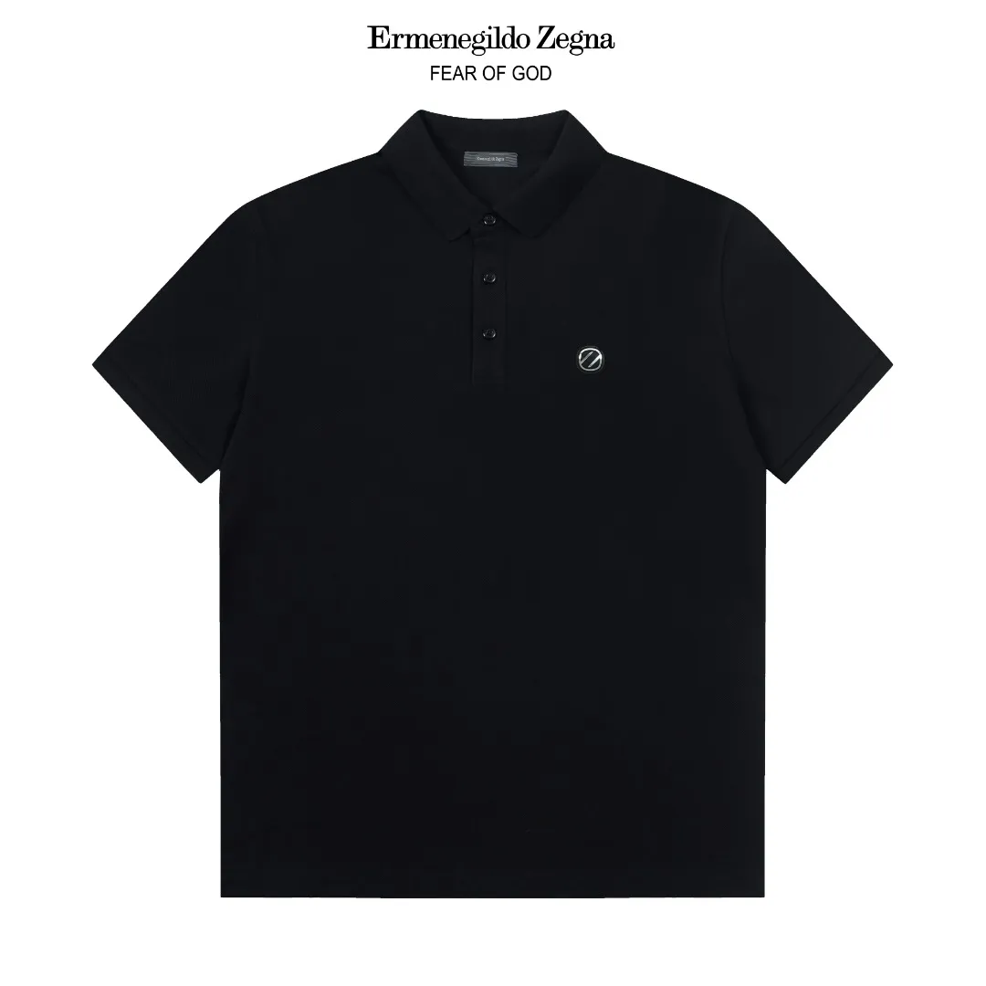 ZEGNA LOGO Polo ， Retro Same Style Versatile : White Black Size：M-3XL